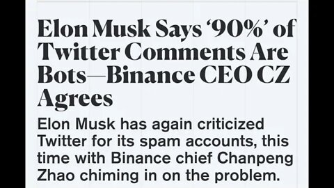 Elon Musk Says ‘90%’ of Twitter Comments Are Bots—Binance CEO CZ Agrees #cryptomash #elonmusk