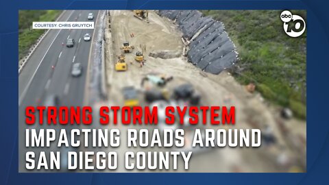 Strong storms impacting roads around San Diego County