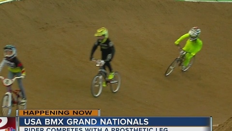 Rider with prosthetic leg competes in BMX Grand Nationals