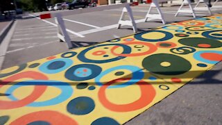 DeWitt volunteers paint crosswalks with local artist