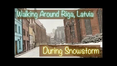 Walking Around Riga, Latvia During A March Snowstorm - iPhone SE