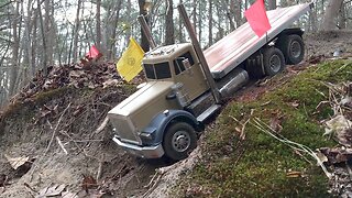 RC Semi-Truck Goes Off-Road On The Scale Trail