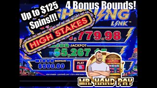 Lightning Link - High Stakes - 4 BONUS ROUNDS. Up to $125/Spin!!!