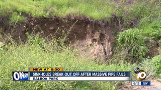 Sinkholes form after pipe failure