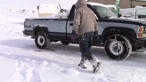 Tire Chains On The Plow Truck