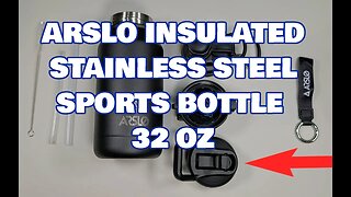 Very Nice! 32 Oz Arslo Insulated Sport Bottle With 3 Lids!