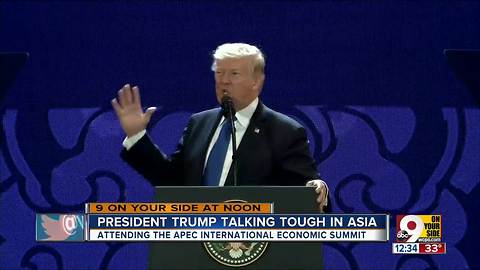 President Trump talking tough in Asia