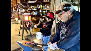 Grandpa and Grandson make a Railroad Spike Knife