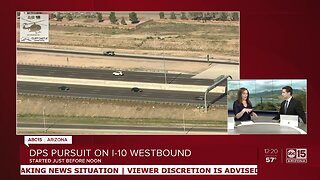 Police pursuit along westbound Interstate-10 in Phoenix area