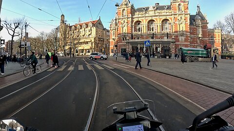 POV In Amsterdam-Centrum | Motorcycle Tour | KTM 390 Adventure (Erbert) | Winter