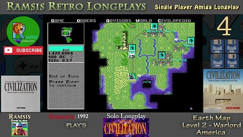 Sid Meier's Civilization | 1992 | Amiga | Warlord | EARTH | America - Episode #4 | Longplay