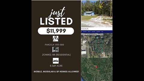 VACANT LAND FOR SALE WHITE SPRINGS, FL UNDER $12K! MOBILE, MODULAR AND SF HOMES ALLOWED! POWER NEAR