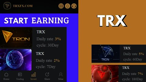 How to earn trx tron crypto on trxfx.com invest trx and earn more with cloud mining site