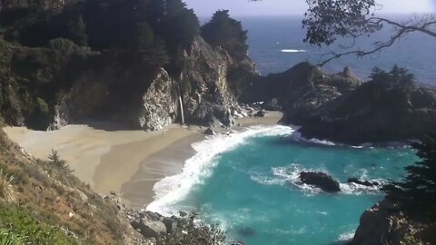 Relaxing 3 Hour Video of a Waterfall on an Ocean Beach at Sunset for sleep, study, meditation