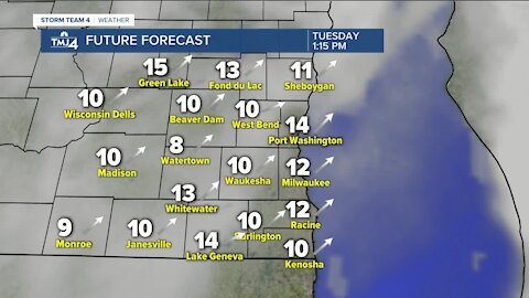 Mostly cloudy Monday, few flurries possible