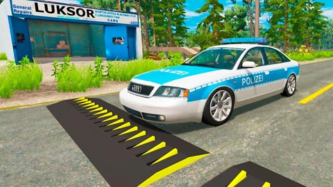 Police Audi A6 vs Spikes – BeamNG.Drive