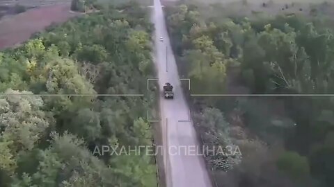 Russia uses a kamikaze drone to take out a Ukrainian air defense vehicle