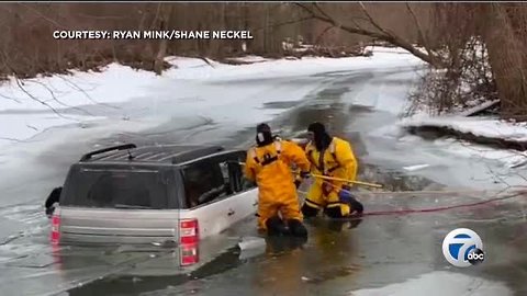 Incredible water rescue by firefighters caught on camera in Frenchtown Township