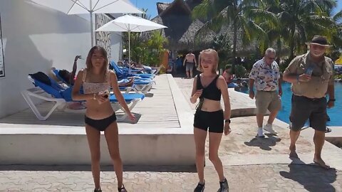 Gracie and Lauren Dancing to The Safety Dance at Mr Sancho's in Cozumel Mexico Sept 2022