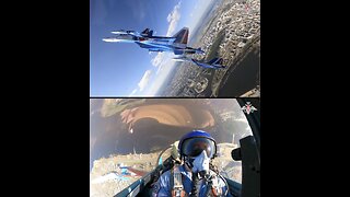 Russian Knights aerobatic team performs air show