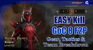 ♨️♨️ Easy KILL F2P GoC Lvl 8! FARM LEGGOS! Team, tactics and gear Breakdown! 2 heroes, Lvl 95! ♨️♨️