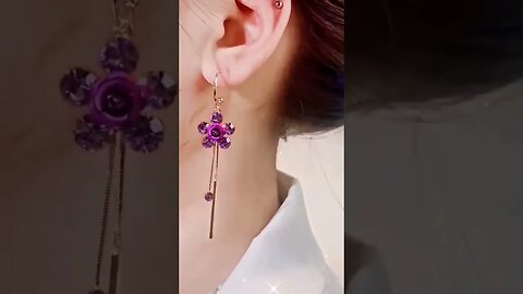 purple flower earrings #jewelry#fashion#asmr#dubai#shorts#viral