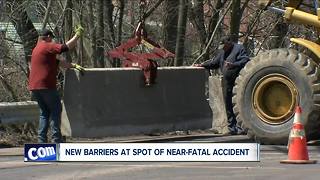 New barriers at spot of near-fatal accident