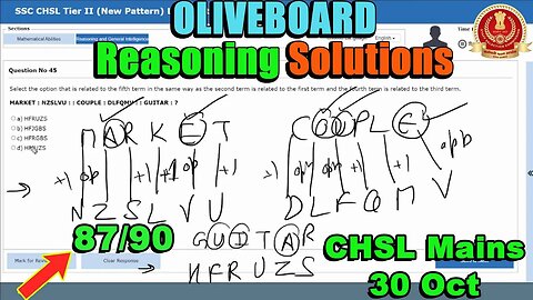 87/90🔥 Reasoning Solutions SSC CHSL Tier 2 Oliveboard 30 Oct | MEWS Maths #ssc #oliveboard #cgl2023