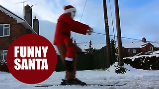 Hilarious moment Santa took advantage of the snow