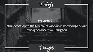 Today's Thought: Proverbs 3 "The doorstep to the temple of wisdom"