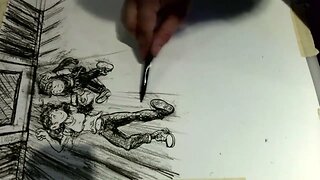 Art time lapse: Charcoal art for page 138