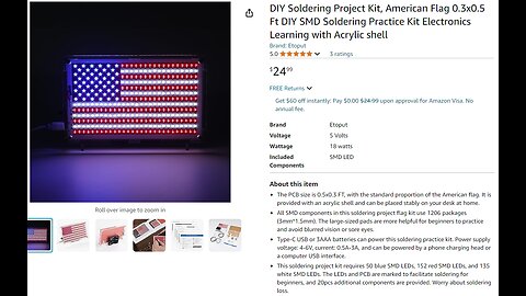 ETOPUT American Flag SMD Soldering Practice Kit