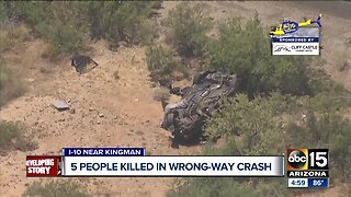 Five people killed in wrong-way crash on I-40 west of Kingman
