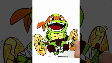 How to draw and paint Michelangelo Teenage Mutant Ninja Turtles #shorts