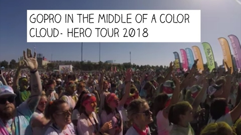 GoPro in the middle of a Color Cloud-The Color Run 2018