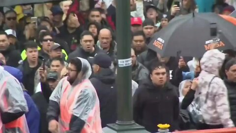 New Zealand Native Warriors Do Haka Dance Outside Parliament Protesting Against Vaccine Mandates