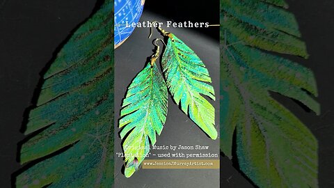 GREEN PARAKEET, Mega Size Feather Inspired Leather earrings