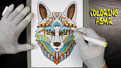 ASMR Coloring A Mandala Style Wolf-Full Version