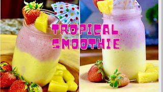 HOW TO MAKE PINEAPPLE STRAWBERRY SMOOTHIE AT HOME