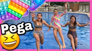 DESAFIO DO PEGA NA PISCINA 😆 3 irmãs demais