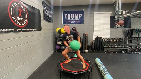 Mobility Monday: (Medicine Ball Rotational Toss on Trampoline)