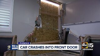 Car crashes into front door of Valley family's home