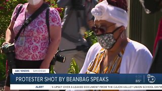 Protester shot by beanbag speaks