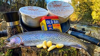 Creek Fishing TROUT Cup Of Noodle CATCH & COOK!