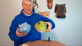 Paper Mache Frog Trophy Head with Papercraft Pattern #1