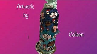 Polymer clay cane covered bottle @ArtworkByColleen
