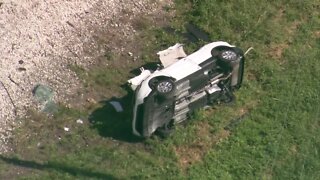 CHOPPER VIDEO: 2 adults, infant rushed to hospital after crash involving freight train, car in western Palm Beach County