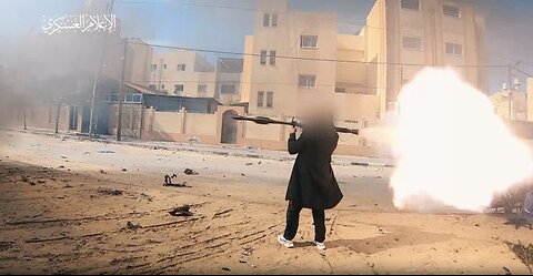 Palestinian Resistance Fighter With Black Coat And RPG