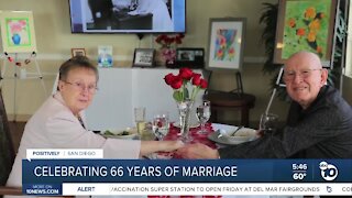Couple celebrating 66 yrs. of marriage