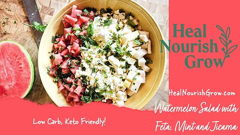 Watermelon Salad with Feta, Mint and Jicama - Low Carb, Keto Recipe